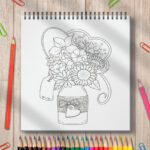 Carte de colorat flori