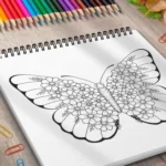 Carte de colorat cu fluturi