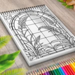 Carte de Colorat vitraliu cu flori