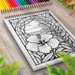 Carte de Colorat vitraliu cu flori