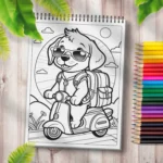 Carte de Colorat catel pe scuter