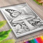 Fluture si ciuperca de colorat