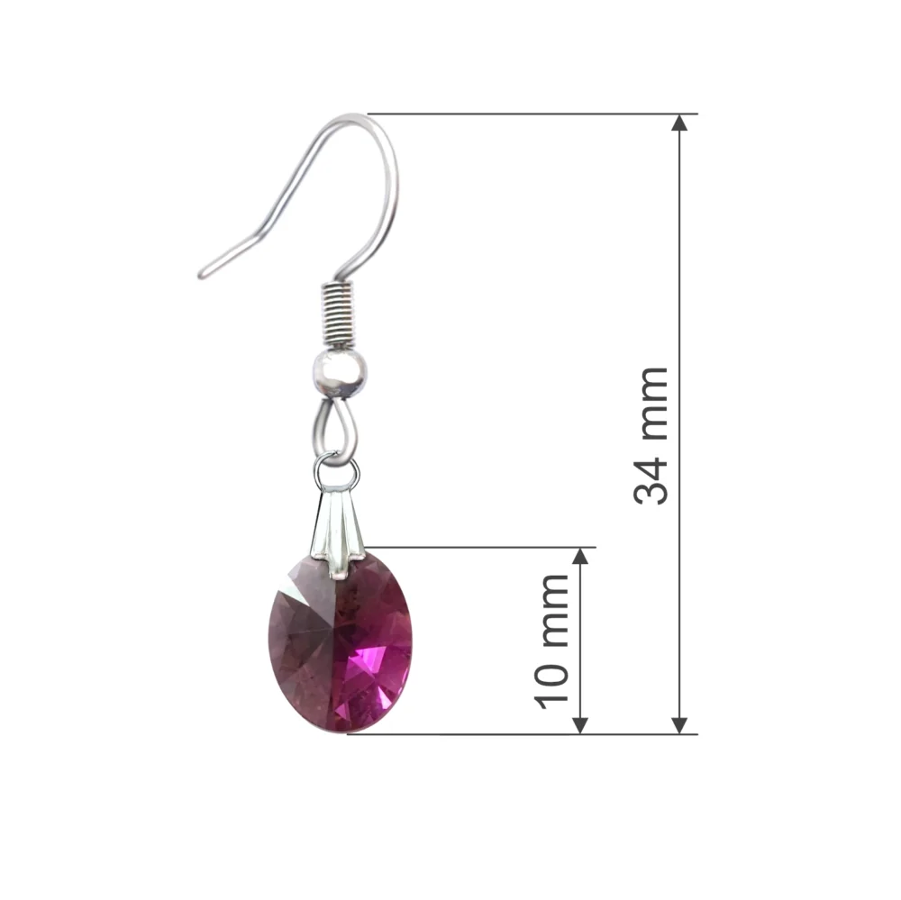 Cercei pandantiv cristal Swarovski oval amethyst