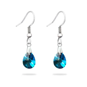 Cercei pandantiv cristal Swarovski picatura bermuda blue