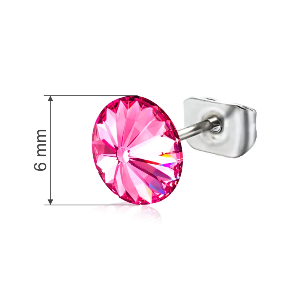 Cercei cristal Preciosa rose 6mm, tip surub