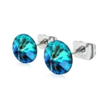 Cercei cristal Swarovski bermuda blue 6mm, bermuda blue