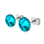Cercei cristal Swarovski blue zircon 6mm, tip surub