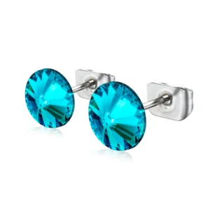 Cercei cristal Swarovski blue zircon 6mm, tip surub