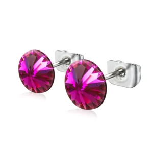 Cercei cristal Swarovski fuchsia 6mm, tip surub