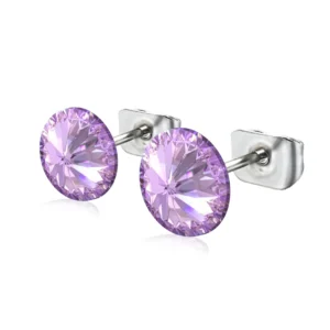 Cercei cristal Swarovski violet 6mm, tip surub