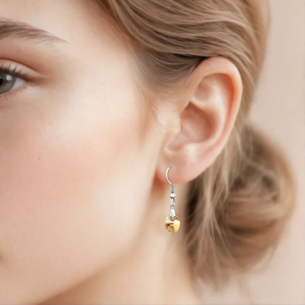 Cercei pandantiv cristal Swarovski oval golden shadow