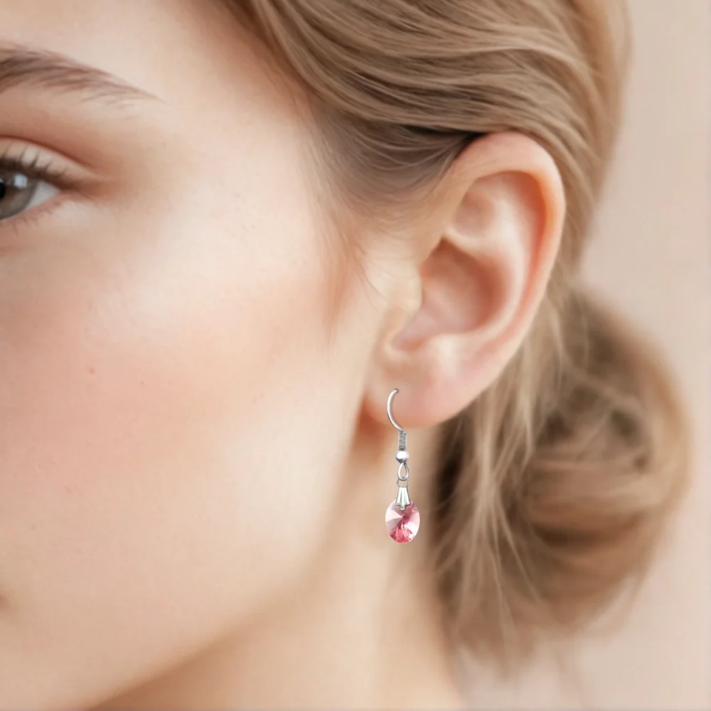 Cercei pandantiv cristal Swarovski oval light rose