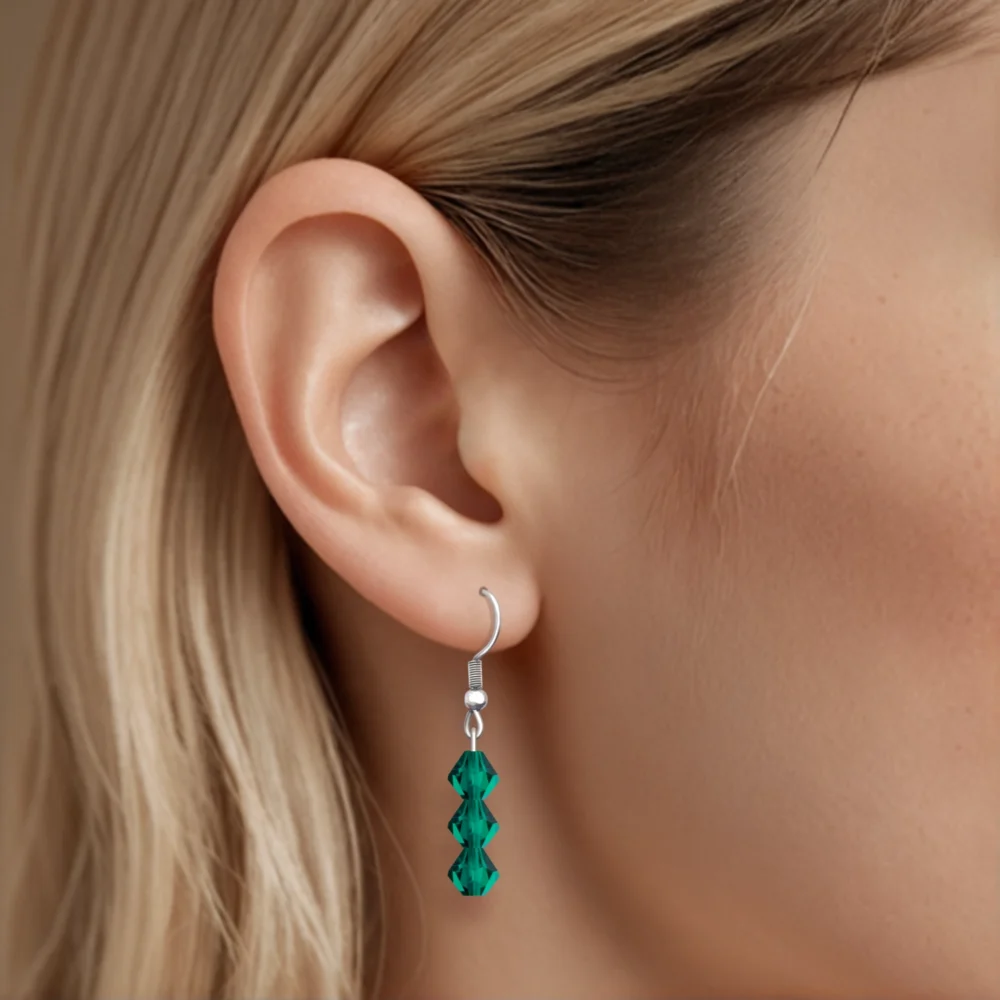 Cercei pandantiv cristal Preciosa emerald