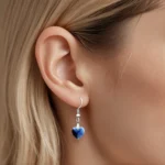 Cercei pandantiv cristal Swarovski inima dark indigo