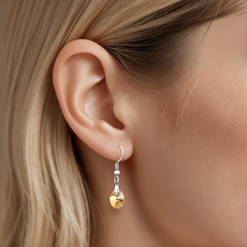 Cercei pandantiv cristal Swarovski oval golden shadow