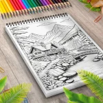 Carte de colorat cu peisaje