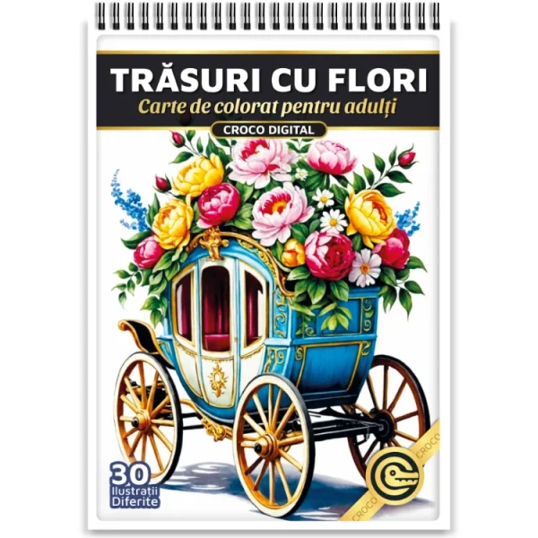 Carte de colorat antistres Trasuri cu FLori