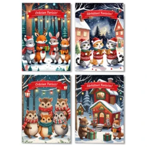 Felicitari de Craciun cu Animale Colindatori