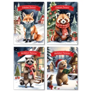 Set Felicitari Craciun cu Animale