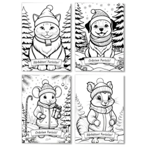 Set felicitari de colorat de Craciun