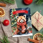 Felicitare Craciun cu Panda Rosu