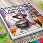 Carte de colorat Halloween in Casuta Vrajitoarei