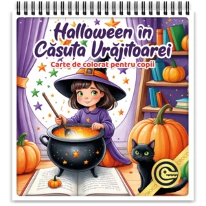 Carte de colorat Halloween in Casuta Vrajitoarei