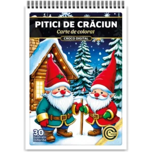 Carte de colorat pitici de craciun