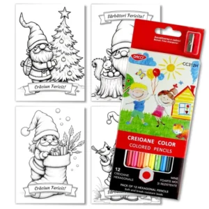 Pachet Felicitari de Colorat + Creioane Colorate