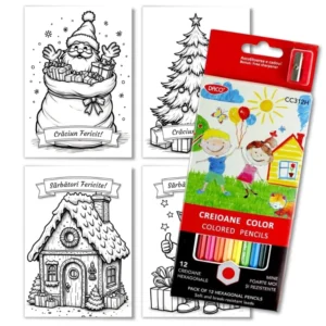Pachet Felicitari de Colorat + Creioane Colorate