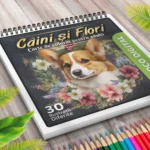 Câini și Flori - Carte de colorat pentru adulți 2