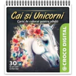 Cai și Unicorni - Carte de colorat pentru adulți