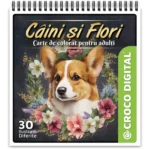 Câini și Flori - Carte de colorat pentru adulți