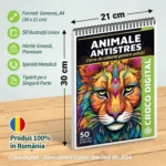 Animale Antistres - Carte de colorat pentru adulti A4