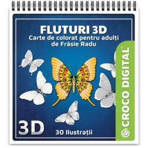 Fluturi 3D - Carte de colorat pentru adulți