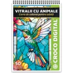 Vitralii cu Animale - Carte de colorat pentru adulți