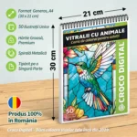 Vitralii cu Animale - Carte de colorat pentru adulti A4